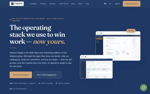 Vastura Digital homepage