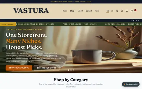Vastura Ltd — the storefront homepage